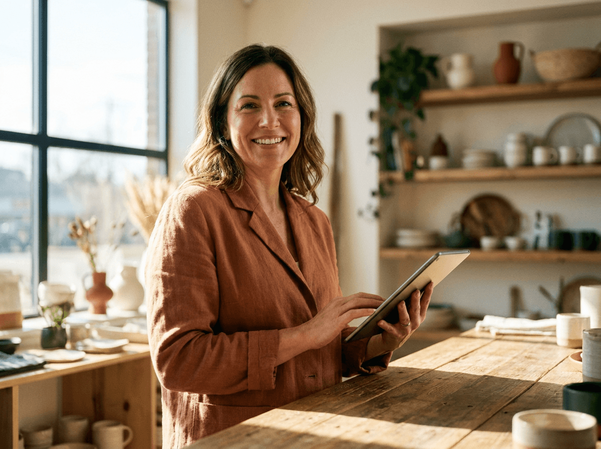 A small-business owner managing their domains, hosting, and email from one dashboard
